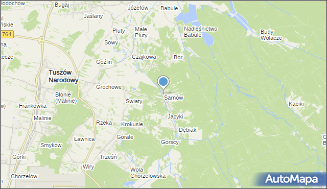 mapa Sarnów, Sarnów gmina Tuszów Narodowy na mapie Targeo